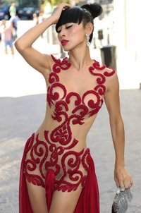 Bai Ling Spends Her Birthday In A Sexy Long Dress Outdoor