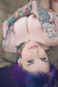 Purple Hair And Tattoo 